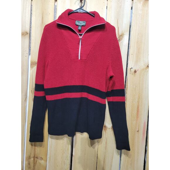 LRL Lauren Active Ralph Lauren 1/4 Zip Mock Neck Sweater Womens Large Red - Picture 9 of 9